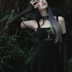 Punk Rave Noche Sleeves With Choker - Fishnet Accessories