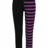 Banned Apparel Banned Half Black Half Stripes Leggings - Purple Ladies