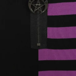 Banned Apparel Banned Half Black Half Stripes Leggings - Purple Ladies