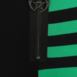 Banned Apparel Banned Half Black Half Stripes Leggings - Green Ladies