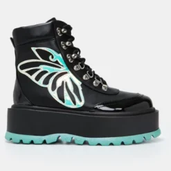 Koi Footwear Koi Tooth Fairy's Intent Blue Platform Boots New Arrivals