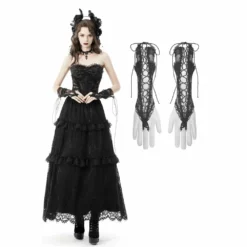 Dark In Love Seductress Lace Up Gloves Accessories