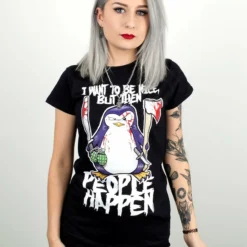 Grindstore Psycho Penguin I Want To Be Nice T-Shirt Ladies