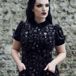 Ladies Collectif Peta Spooky Velvet Swing Dress