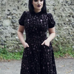Ladies Collectif Peta Spooky Velvet Swing Dress