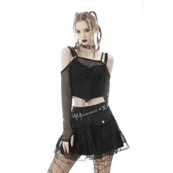 Ladies Dark In Love Carina Fishnet Top