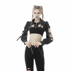 Ladies Dark In Love Rebellious Cut Out Cape