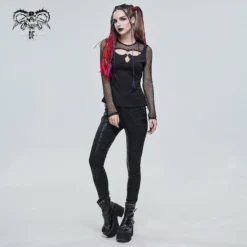 Ladies Devil Fashion Athena Long Sleeve Fishnet Top