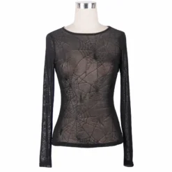 Devil Fashion Web Pattern Mesh Top