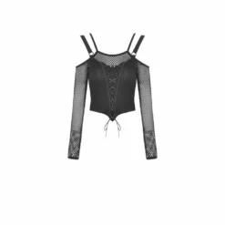 Ladies Dark In Love Carina Fishnet Top