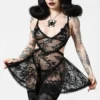 Plus Sizes Killstar Afterlife Lace Nightdress Black | Gothic Lingerie for Women 2 Plus Sizes Killstar Afterlife Lace Nightdress Black