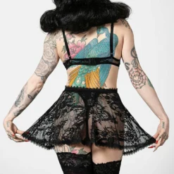 Plus Sizes Killstar Afterlife Lace Nightdress Black