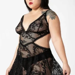Plus Sizes Killstar Afterlife Lace Nightdress Black