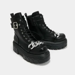 Koi Footwear Koi Epoine Chunky Stomper Chain Boots Ladies