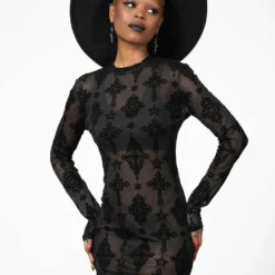 Killstar Alter Mesh Bodycon Dress Ladies