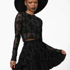 Killstar Amelie Flocked Mini Skirt Ladies