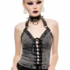 Killstar Aramis Denim Halter Top Ash Ladies