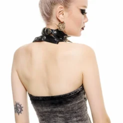 Killstar Aramis Denim Halter Top Ash Ladies