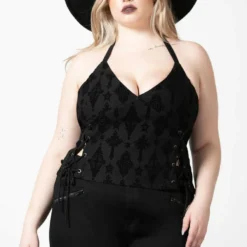 Killstar Aria Flocked Halter Top