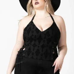 Killstar Aria Flocked Halter Top