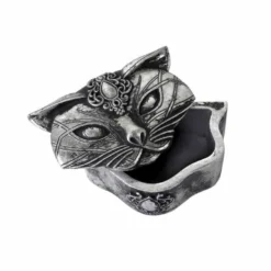 Alchemy Gothic Sacred Cat Trinket Box - Silver Homeware