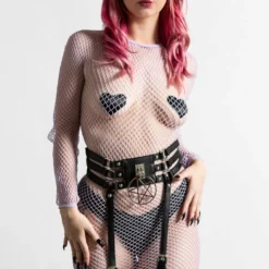 Killstar Baby Hex Suspender Belt Black Plus Sizes