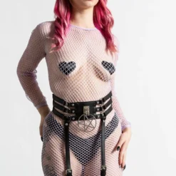 Killstar Baby Hex Suspender Belt Black Plus Sizes