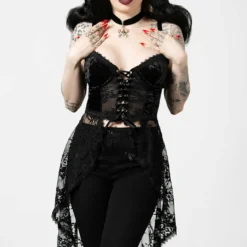 Plus Sizes Killstar Be Veiled Lace Basque