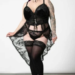 Plus Sizes Killstar Be Veiled Lace Basque