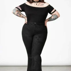 New Arrivals Killstar Black Lily Bell Bottoms