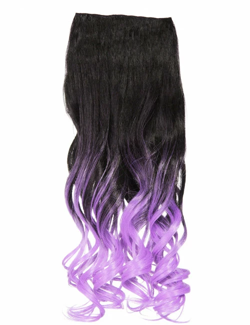 Gothic Attitude New Arrivals Curly Two Tone 18" Hair Extensions - Black/Lilac 3 Gothic Attitude New Arrivals (Black/Lilac) Curly Two Tone 18" Hair Extensions