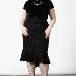 Killstar Candence Flocked Midi Skirt Ladies