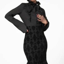 Killstar Candence Flocked Midi Skirt Ladies