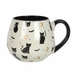 Homeware Gothic Gifts Gothicat Print Round Ceramic Mug