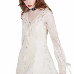 Killstar Cybele Lace Dress Ivory Ladies