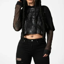 Ladies Killstar Dark Forces Crop Hoodie