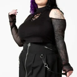 Ladies Killstar Dark Half Long Sleeve Top