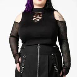 Ladies Killstar Dark Half Long Sleeve Top