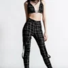 Ladies Killstar Dead Resistance Skinny Trousers Ash Tartan