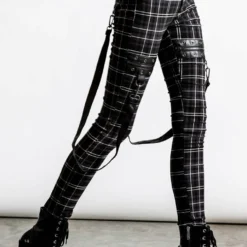 Ladies Killstar Dead Resistance Skinny Trousers Ash Tartan