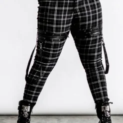 Ladies Killstar Dead Resistance Skinny Trousers Ash Tartan
