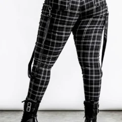 Ladies Killstar Dead Resistance Skinny Trousers Ash Tartan