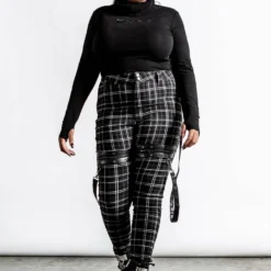 Ladies Killstar Dead Resistance Skinny Trousers Ash Tartan