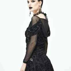 Ladies Devil Fashion Yara Velvet Embossed Mesh Top