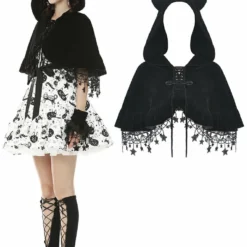 Dark In Love Star Cat Velvet Hooded Cape Ladies