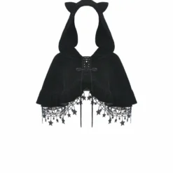 Dark In Love Star Cat Velvet Hooded Cape Ladies
