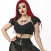 Necessary Evil Camazotz Crop Top With Mesh Bat Wing Effect Front Ladies