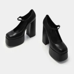 Koi Footwear Koi Darkbloom Black Platform Heels