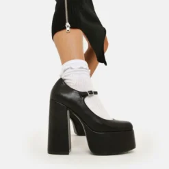 Koi Footwear Koi Darkbloom Black Platform Heels