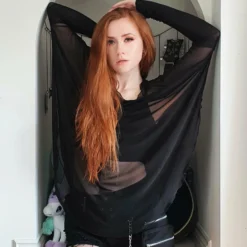 Necessary Evil Freya Draped Mesh Tunic Top